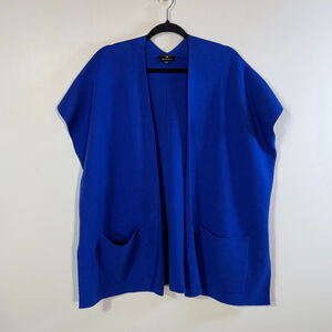 Marble Royal Blue Open Front Cardigan Poncho Women’s XS/S Oversized Cotton